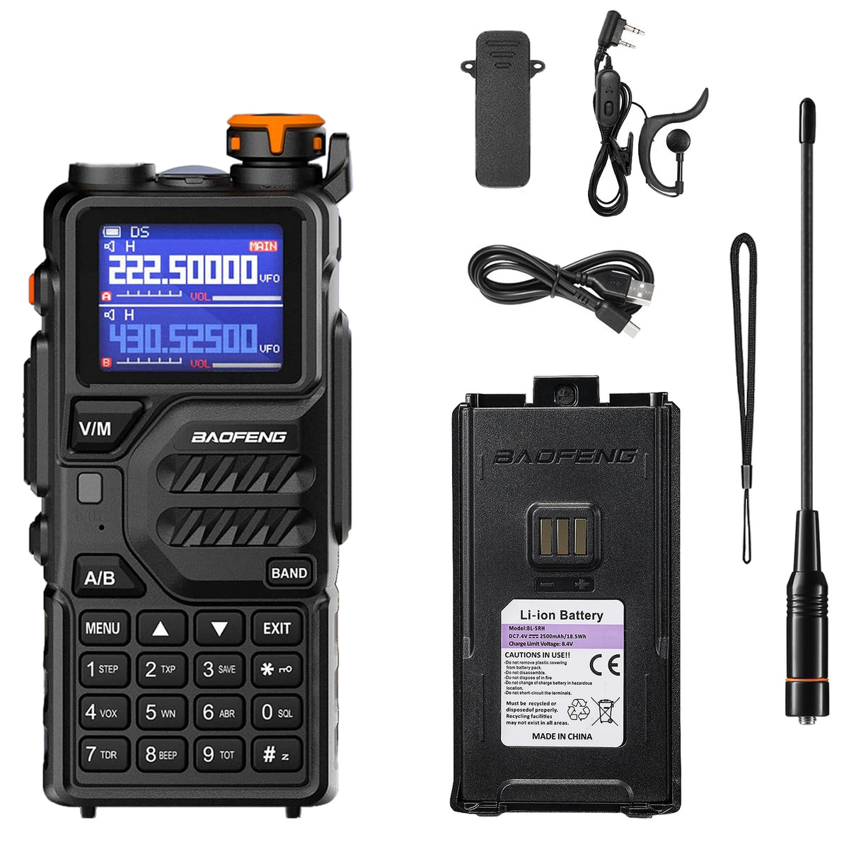 Radio Baofeng UV-5RM 999 Canaux - UHF/VHF, Multi-bandes, 15W, étanche - Neuf Sous Blister
